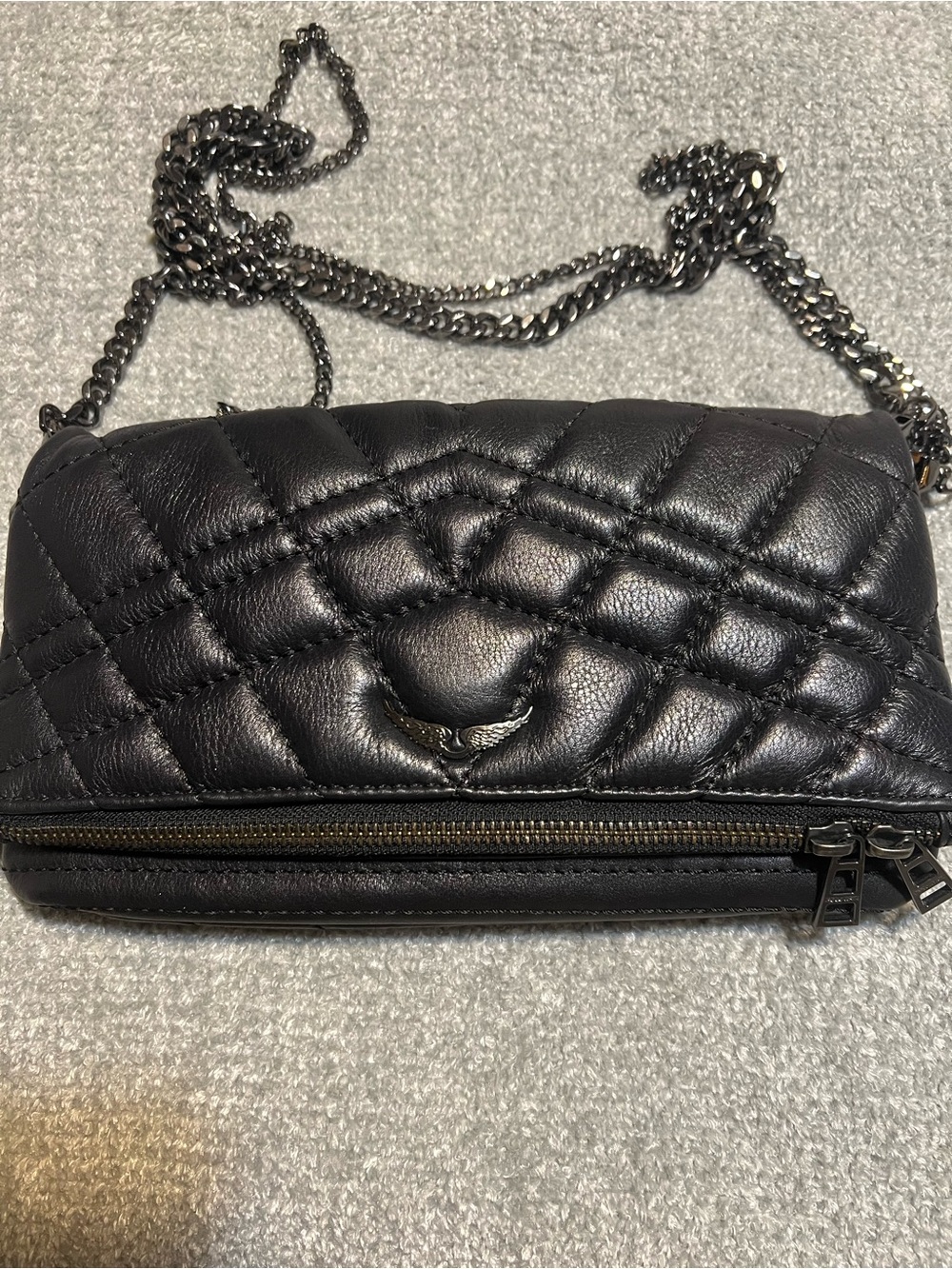 Zadig & Voltaire Black Quilted Leather Crossbody Bag